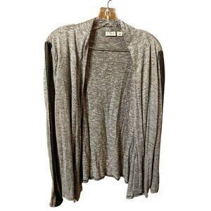 CATO Blazer Jacket Cover-up Size XL Long Sleeve Open Faux Leather Career Gray